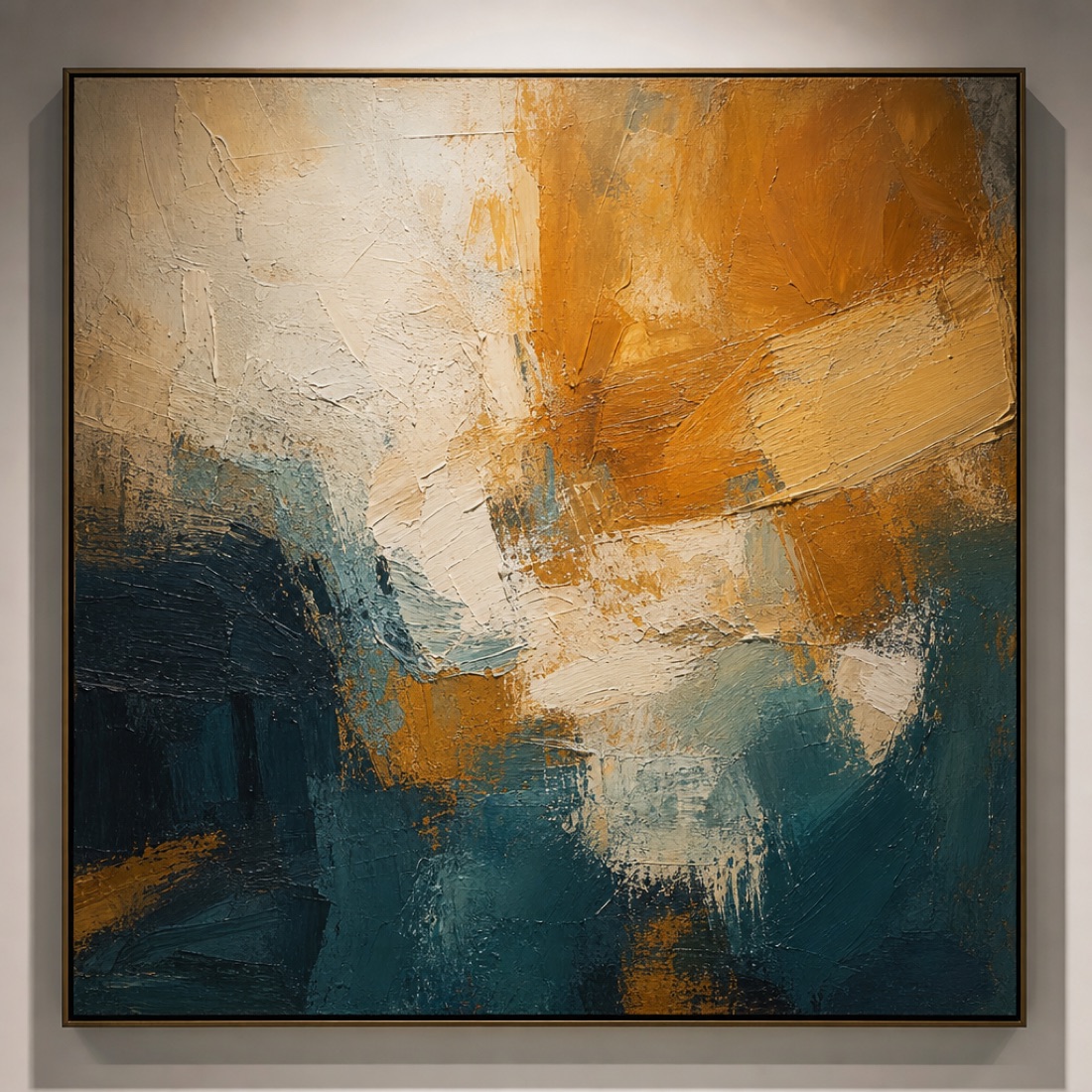 Warm-toned abstract oil painting on canvas
